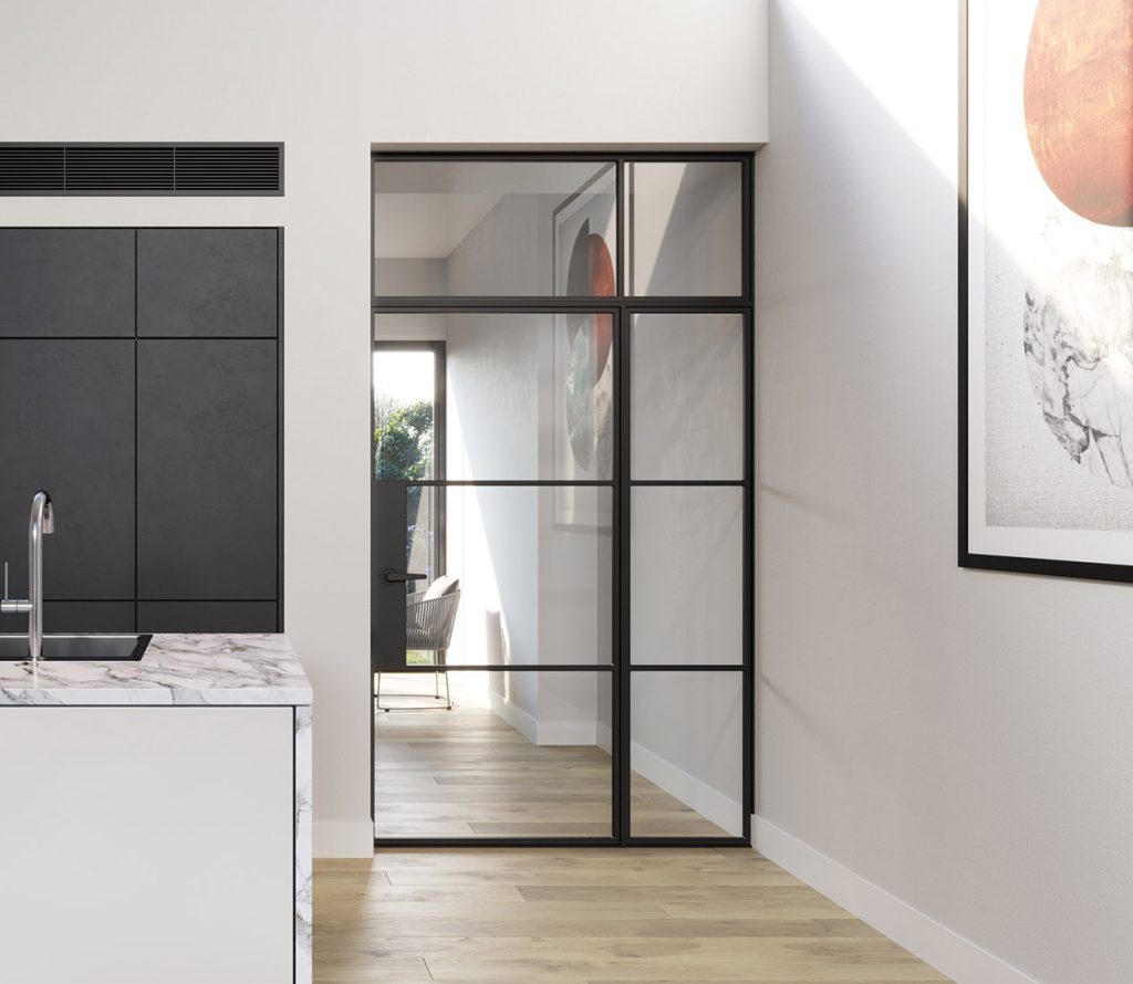 Julie Single Top & Sidelight Door - Omnia Steel