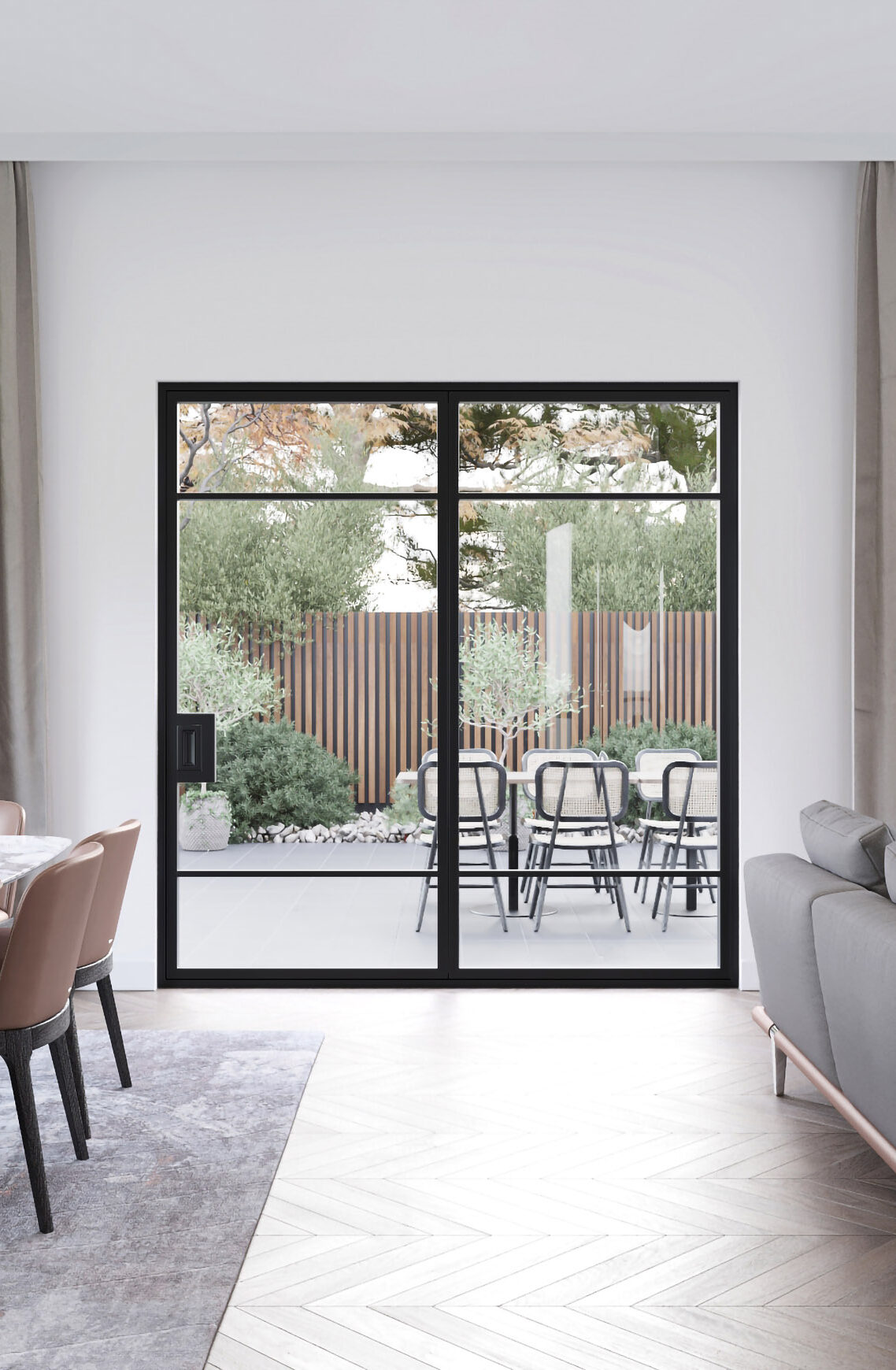 omnia steel renders chantal sliding door black fluted aspect ratio 360 550